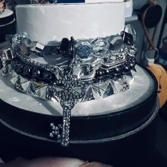 Bomb Party Jewelry - KEY STACK BLACK ONYX ON RHODIUM